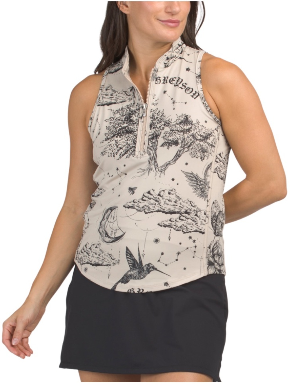 NWT Greyson Sleeveless Vesta Mock Neck Golf Tank Top Moon Diamond Size Small